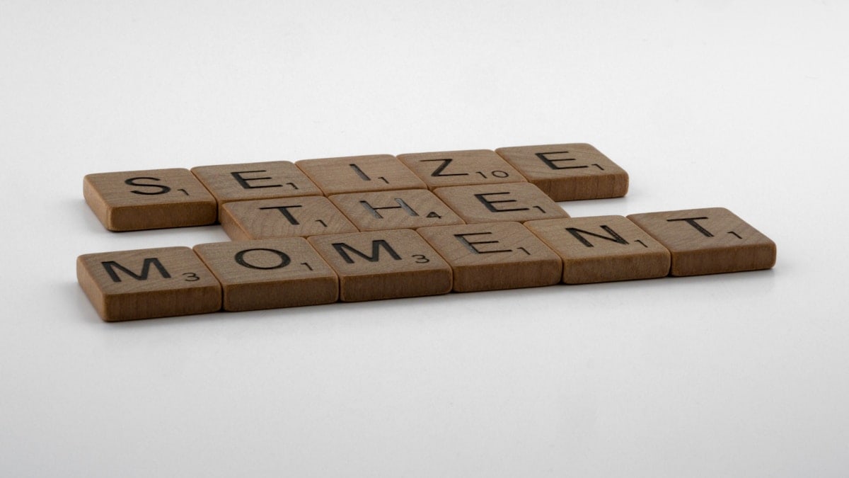 scrabble, scrabble pieces, lettering, letters, wood, scrabble tiles, white background, words, quote, letters, type, typography, design, layout, focus, bokeh, blur, photography, images, image, type, typography, seize the day, seize the moment, carpe diem, carpe momentum, yolo, opportunity, mindfulness, optimism,